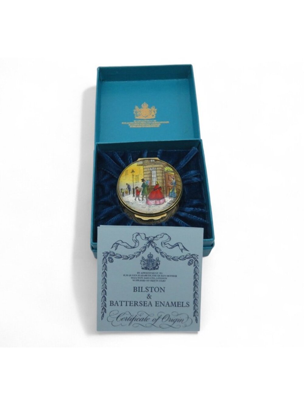 Halcyon Days Enamel Box Christmas 1978 Trinket England Vintage